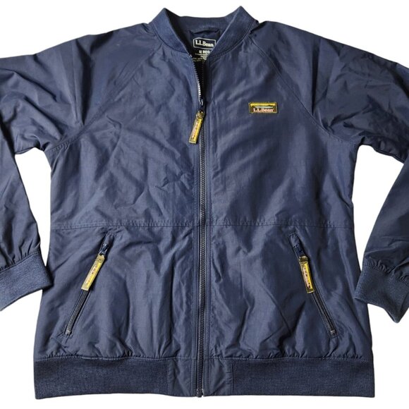 LL Bean Fleece Lined Nylon Jacket Mens Medium Blue Full Zip Size M - Picture 3 of 7